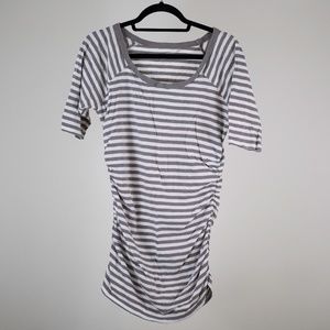 Caslon Striped Shirred Tunic Top Size L